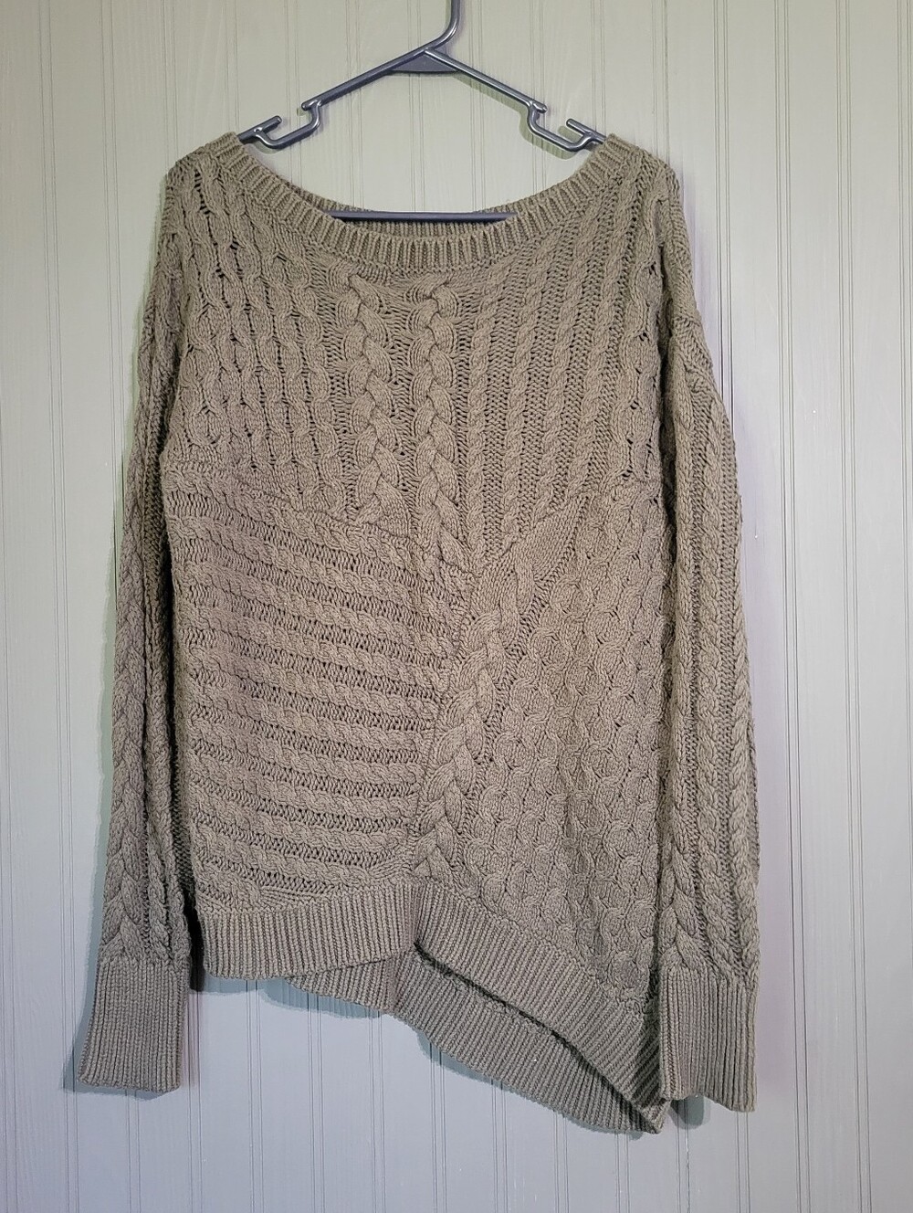 Express Cable Knit Sweater Long Sleeve Asymmetrical Green Women's Small